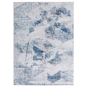 Lexi 5 x 7 Modern Area Rug, Abstract Art Design, Soft Fabric, Blue, Gray