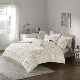 Metallic Printed Duvet Cover Set (Color: as Pic)