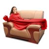 Wearable Fleece Blanket with Sleeves Cozy Warm Microplush Sofa Blanket Extra Soft Lightweight for Adult Women Men 3 Colors